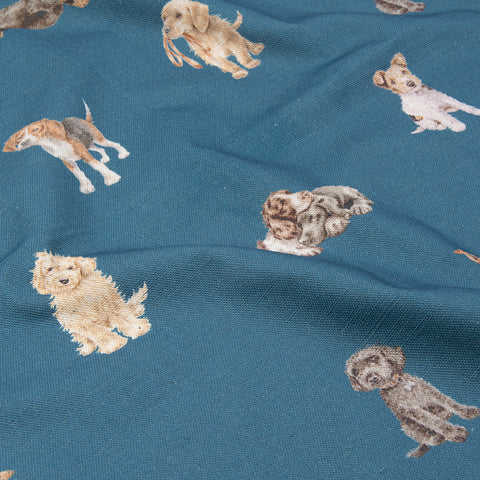 Wrendale - Home - Fabric - Busy Dog Teal