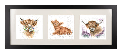 Wrendale  - A Trio of Framed Cards - Highland Cows