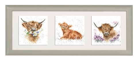 Wrendale  - A Trio of Framed Cards - Highland Cows