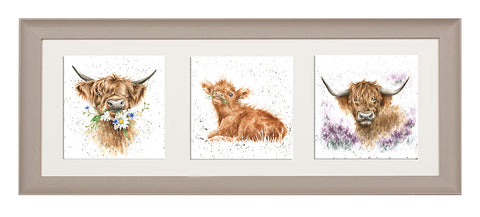 Wrendale  - A Trio of Framed Cards - Highland Cows