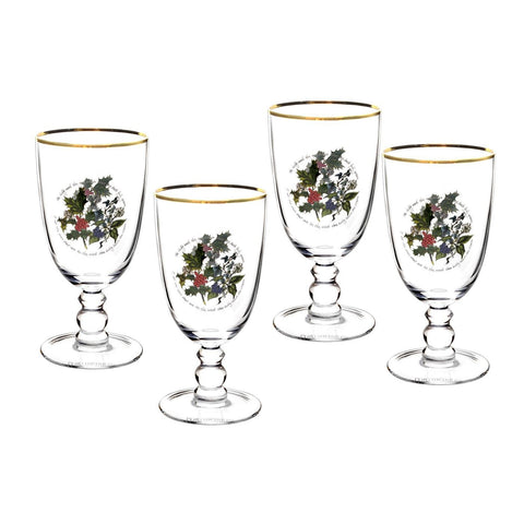 The Holly & the Ivy - Glass Goblet - Gift Box Set of 4