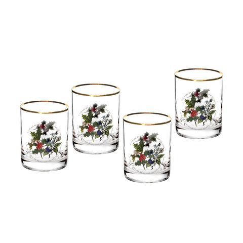 The Holly & the Ivy Double Old Fashioned ( DOF ) Glass  ( Gift Box Set of 4 )
