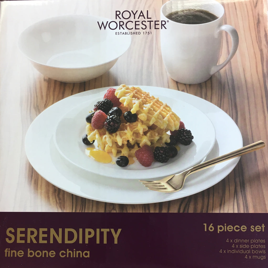 Royal Worcester - Serendipity White - 16 Piece Rimmed Dinner Set