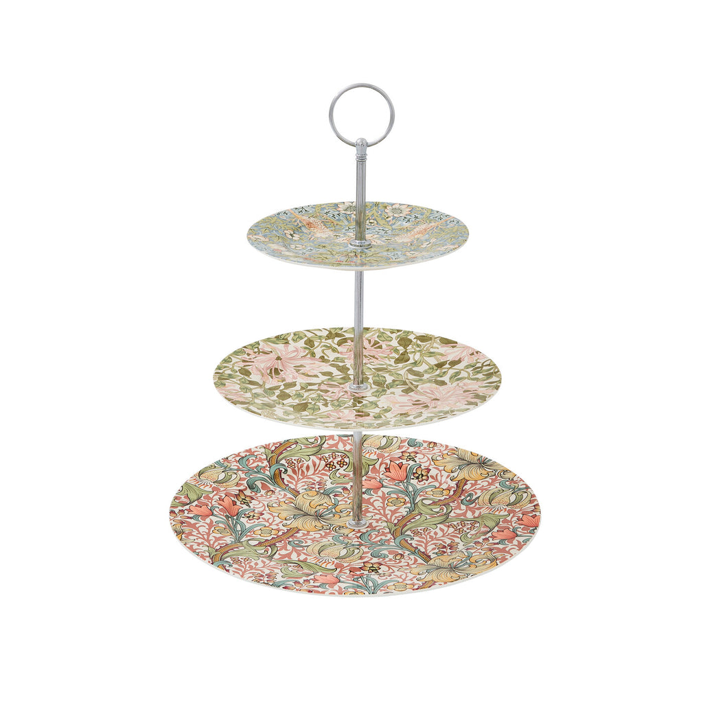 Morris & Co 3 Tier Cake Stand Strawberry Thief Honeysuckle Golden Lily