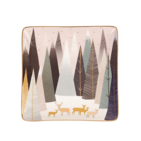 Sara Miller - Frosted Pines - Set of 3 Square Mini Dishes