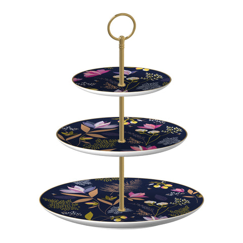 Sara Miller - Orchard Collection - 3 Tier Cake Stand - Navy