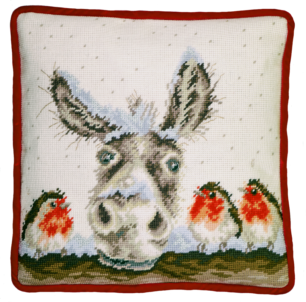 Bothy Threads - Wrendale - Tapestry Kit - Christmas Donkey - Robins with Donkey
