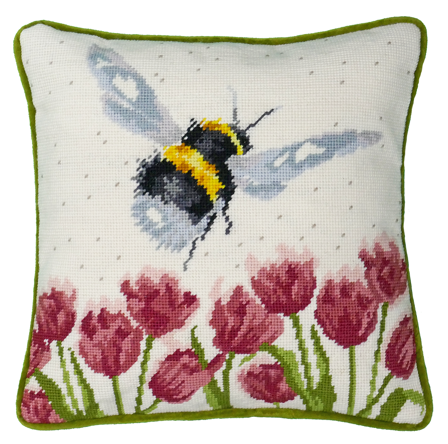 Bothy Threads - Wrendale - Tapestry Kit - Flight 0f The Bumble Bee - Bee and Tulips