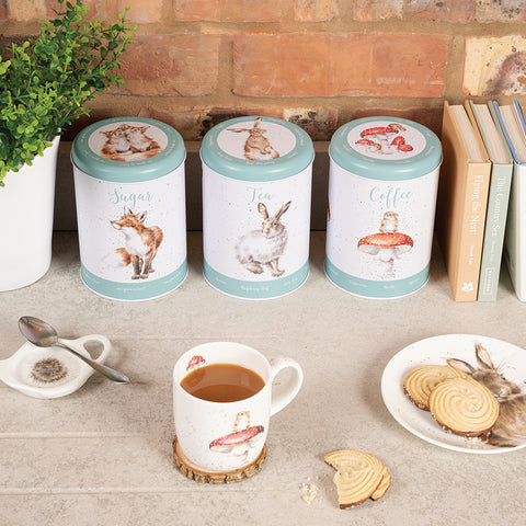 Wrendale - Tea, Coffee & Sugar Canisters - Set of 3 - The Country Set 1 Teal Lid