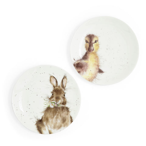 Wrendale - Set of 2 Coupe Plates - 16.5cm / 6.5" - Bunny & Duckling