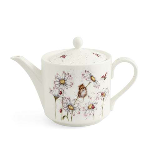 Wrendale - Teapot  1.13 Litre / 2 Pint - Oops a Daisy Mouse & Flower