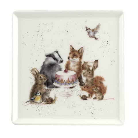 Wrendale -  Small Square Plate - Woodland Party