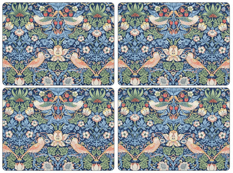 Morris & Co - Strawberry Thief - Extra Large Placemats - Set of 4 - Blue