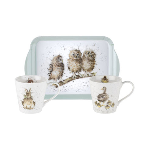 Wrendale - Mini Mugs & Tray Set - Rabbit, Ducks & Owls