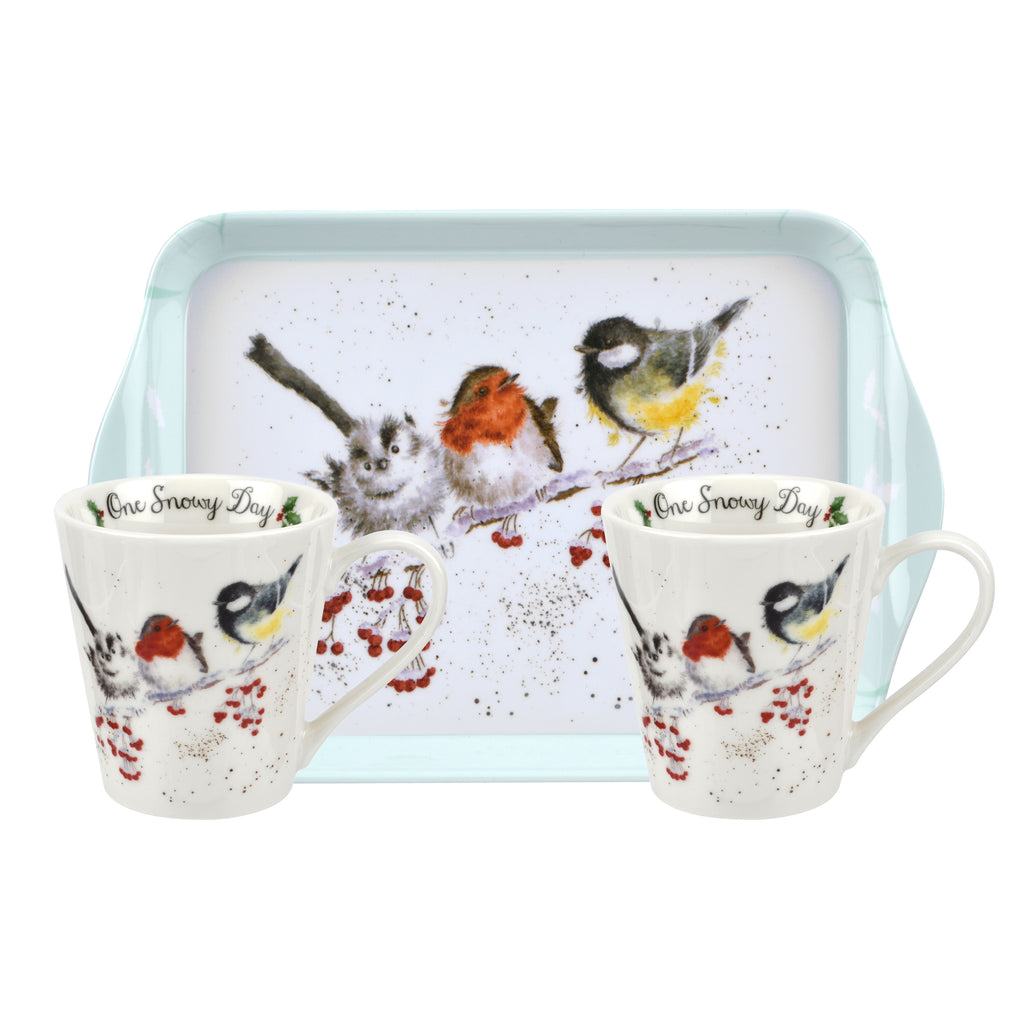 Wrendale - Christmas Collection - Mini Mugs & Tray Set - One Snowy Day - Birds