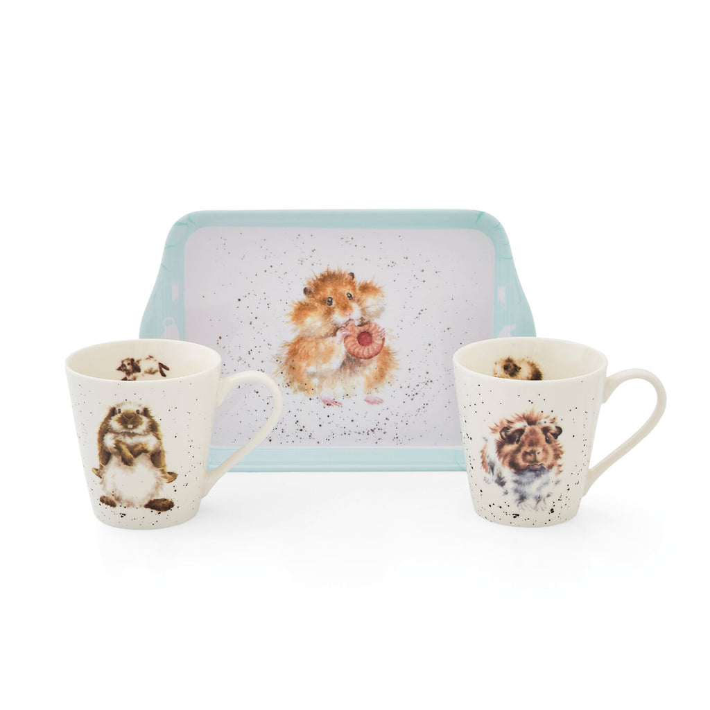 Wrendale - Mini Mugs & Tray Set - Hamster, Rabbit & Guinea Pig