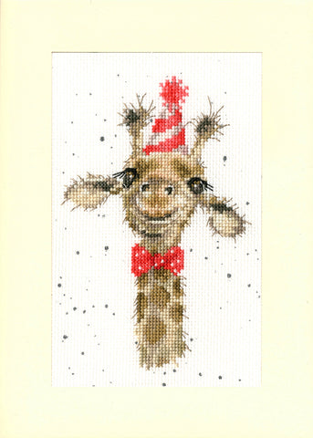 Bothy Threads - Wrendale - Greeting Card Cross Stitch Kit - I'm Just Here For The Cake - Giraffe wearing a Party Hat