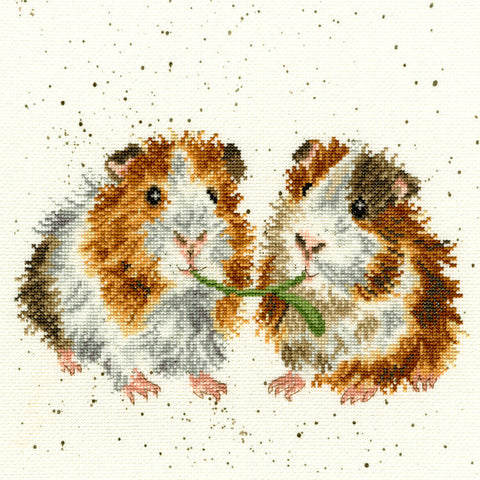 Bothy Threads - Wrendale - Cross Stitch Kit - Lettuce Be Friends - Guinea Pigs