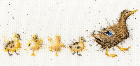 Bothy Threads - Wrendale - Cross Stitch Kit - Mother Duck - Line of Duck & Ducklings