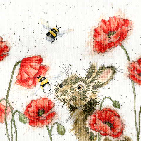 Bothy Threads - Wrendale - Cross Stitch Kit - Let It Bee - Rabbit & Bee in Poppies