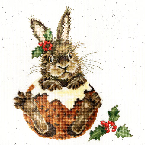 Bothy Threads - Wrendale - Cross Stitch Kit - Little Pudding - Rabbit in Christmas Pudding