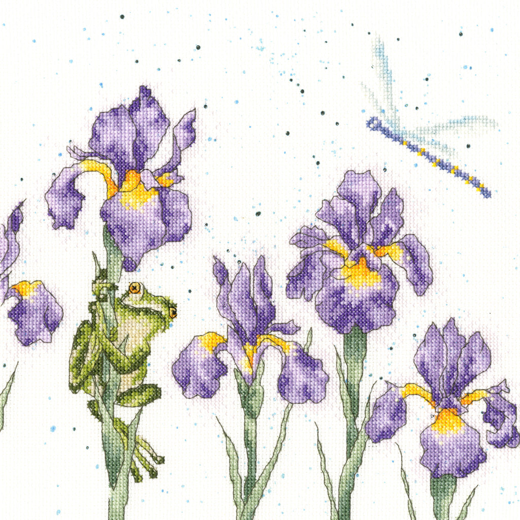 Bothy Threads - Wrendale - Cross Stitch Kit - Damsels And Dragons - Damselfly, Frog & Irises