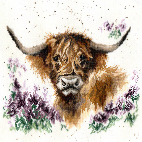 Bothy Threads - Wrendale - Cross Stitch Kit - Highland Heathers - Cow