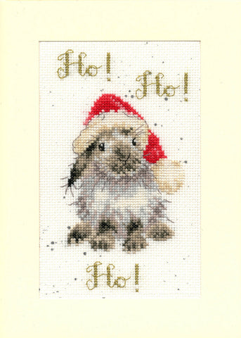 Bothy Threads - Wrendale - Christmas Card Cross Stitch Kit - Ho! Ho! Ho! - Rabbit