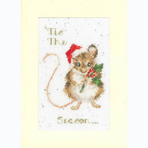 Bothy Threads - Wrendale - Christmas Card Cross Stitch Kit - 'Tis The Season - Mouse