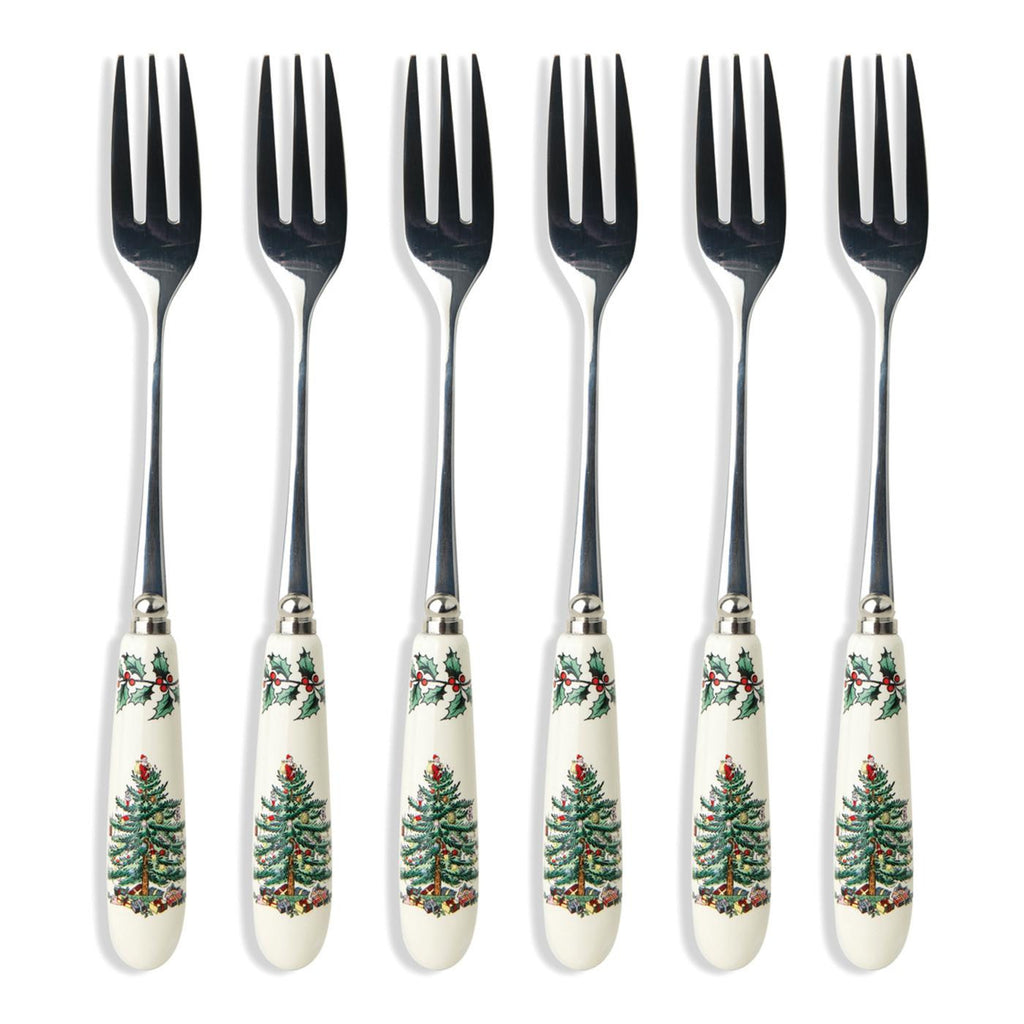 Spode Christmas Tree Pastry Forks ( Box Set of 6 )