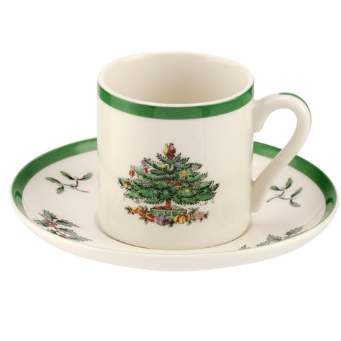 Spode Christmas Tree - Small Espresso Coffee Cup & Saucer