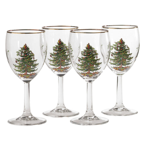 Spode Christmas Tree Wine Glass - Gift Box Set of 4