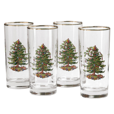 Spode Christmas Tree Highball Glass ( Gift Box of 4 )
