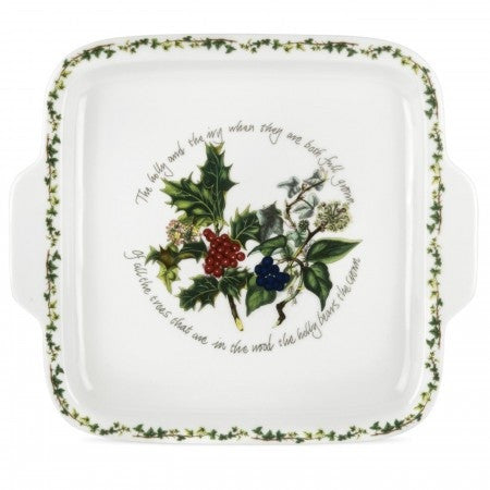 The Holly & the Ivy - Square Handled Cake Plate