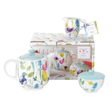 Portmeirion - Water Garden - 3 Piece Tea Service - Teapot, Cream & Sugar