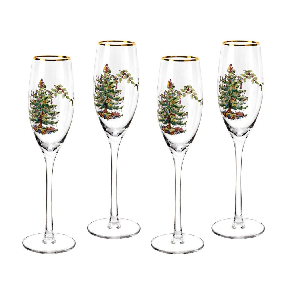 Spode Christmas Tree  - Champagne Flute ( Gift Box set of 4 )
