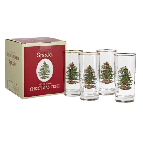 Spode Christmas Tree Highball Glass ( Gift Box of 4 )