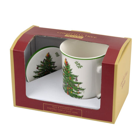 Spode Christmas Tree Mug & Coaster Set